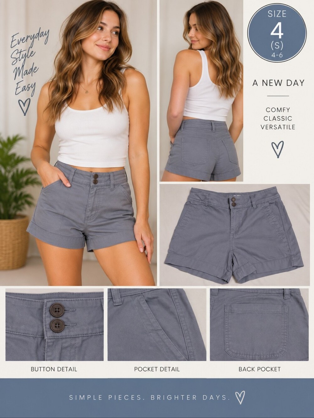 A new day Women's size 4 grey shorts #31